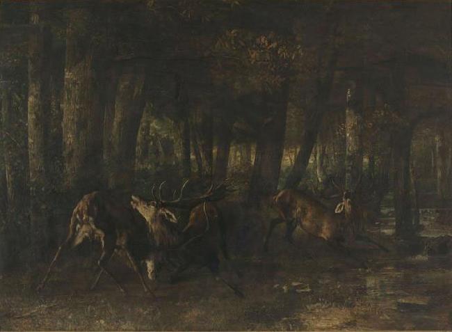  Spring Rut. The Battle of the Stags (1861) by Gustave Courbet